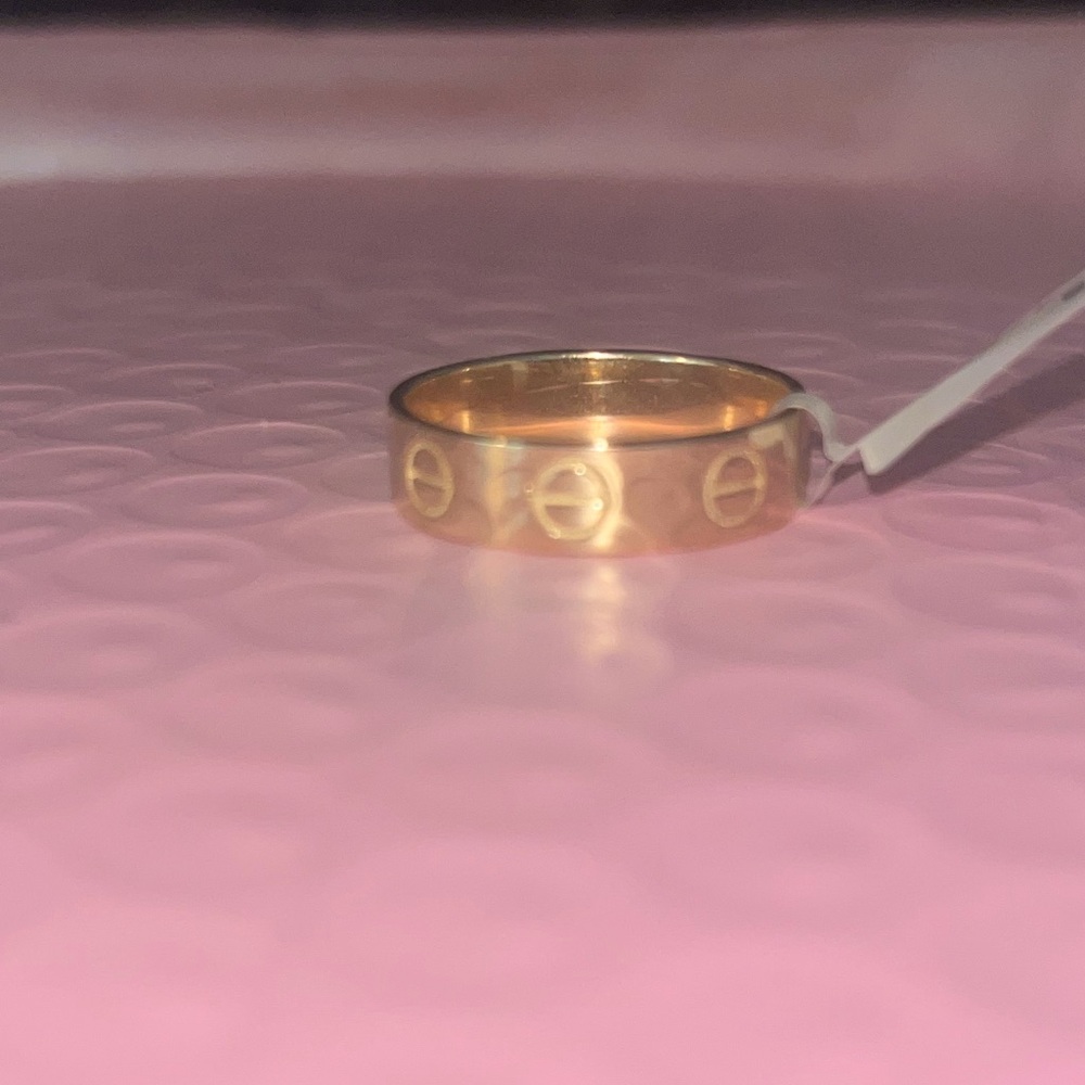 14K solid gold screw ring 4.5mm